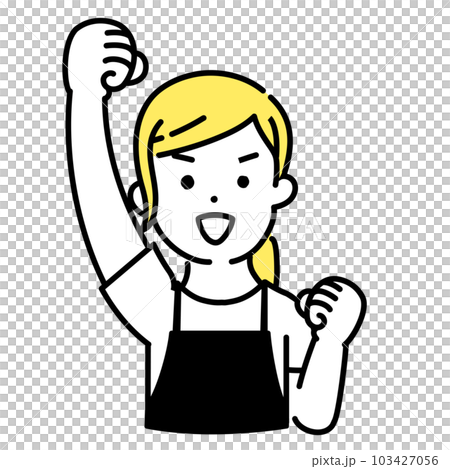 かわいい人物のイラストシリーズ _ 女性の店員_ 応援 103427056