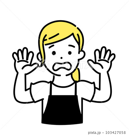 かわいい人物のイラストシリーズ _ 女性の店員_ ギブアップ 103427058