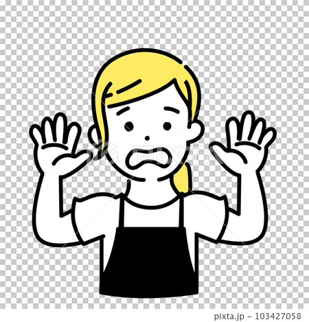 かわいい人物のイラストシリーズ _ 女性の店員_ ギブアップ 103427058