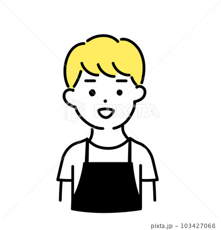 かわいい人物のイラストシリーズ _ 男性の店員_ 笑顔 かわいい人物のイラストシリーズ _ 男性の店員_ 笑顔 103427068