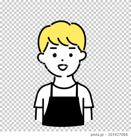 かわいい人物のイラストシリーズ _ 男性の店員_ 笑顔 かわいい人物のイラストシリーズ _ 男性の店員_ 笑顔 103427068