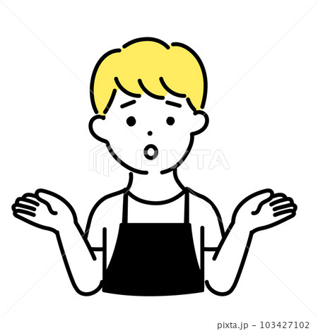 かわいい人物のイラストシリーズ _ 男性の店員_ 困る 103427102