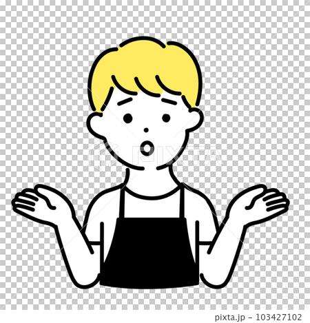 かわいい人物のイラストシリーズ _ 男性の店員_ 困る 103427102