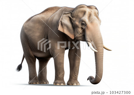 Large adult Elephant isolated on white background, Animal wildlife habitat in the nature forest, beautiful of life, massive body part, largest mammal, with Generative AI. Large adult Elephant isolated on white background, Animal wildlife habitat in the nature forest, beautiful of life, massive body part, largest mammal, with Generative AI. 103427300