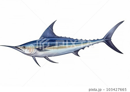 Marlin Swordfish marine animal isolated on white background, fish beak sharp as a sword, popular for fishing, aquatic sea diversity, with Generative AI. 103427665