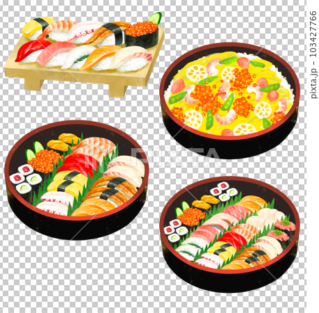 壽司插圖集，開胃小菜，什錦壽司木屐，散壽司 103427766