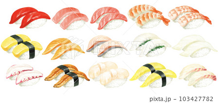 握り寿司のイラストセット 寿司 握り寿司のイラストセット 寿司 103427782