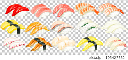 握り寿司のイラストセット 寿司 握り寿司のイラストセット 寿司 103427782