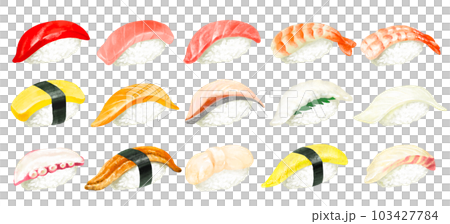 握り寿司のイラストセット 寿司 握り寿司のイラストセット 寿司 103427784