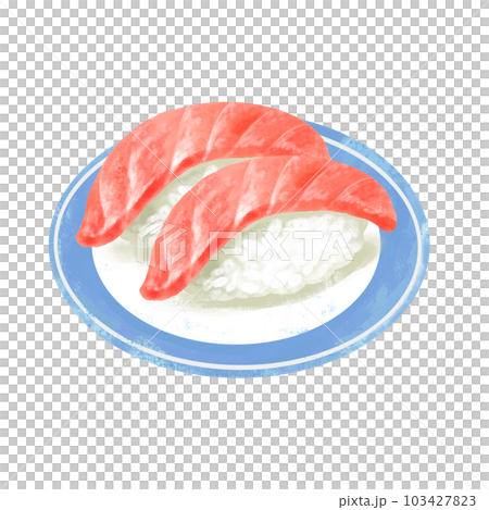 Illustration of sushi on a plate Otoro 103427823