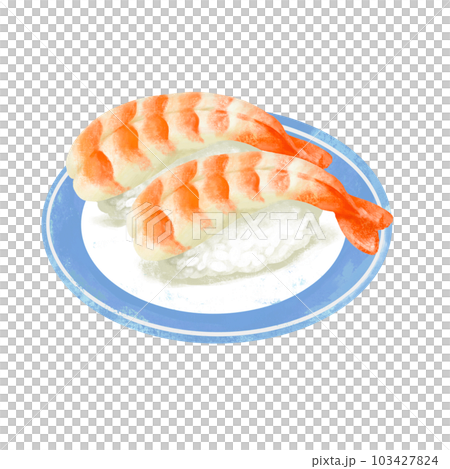 Illustration of sushi on a plate shrimp Illustration of sushi on a plate shrimp 103427824