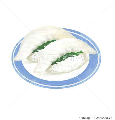 お皿に乗った寿司のイラスト　えんがわ 103427831