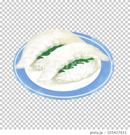 お皿に乗った寿司のイラスト　えんがわ 103427831