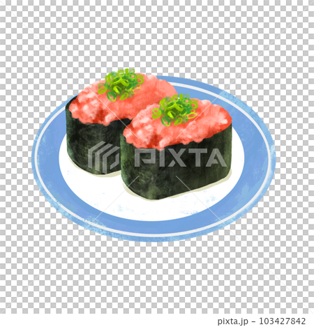 Illustration of sushi on a plate Gunkan Negitoro 103427842