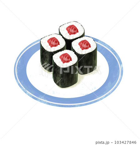 お皿に乗った寿司のイラスト　鉄火巻 103427846