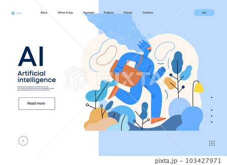 Artificial intelligence, Ecology -modern flat vector concept illustration of AI effectively managing responsible consumption and recycling. Metaphor of AI advantage, superiority and dominance concept 103427971