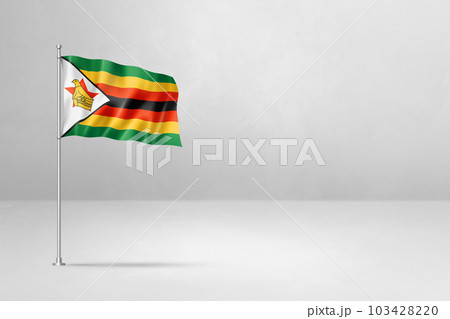 Zimbabwe flag isolated on white concrete wall background 103428220