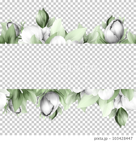 Seamless border with white flowers. Spring floral pattern for wedding stationary, greetings, etc 103428447