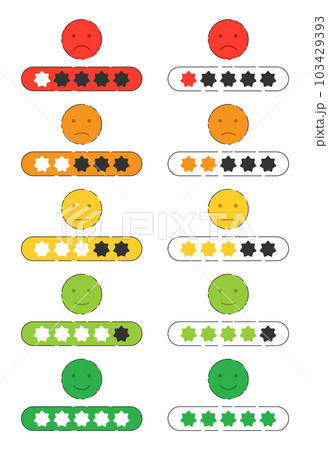 Emoji feedback icon with stars rating.  Customers review vector collection 103429393