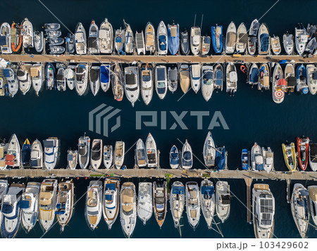 harbor, bay or port with luxury boats, yachts and ships in blue ocean water harbor, bay or port with luxury boats, yachts and ships in blue ocean water 103429602