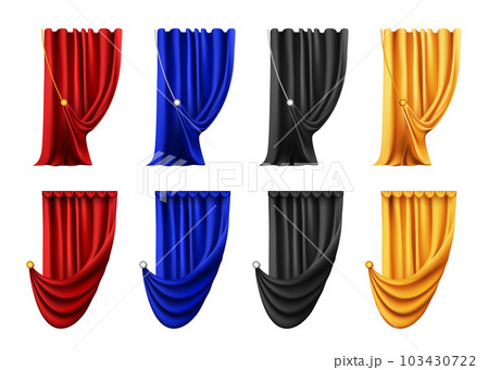 Colorful Curtains Realistic Set Colorful Curtains Realistic Set 103430722