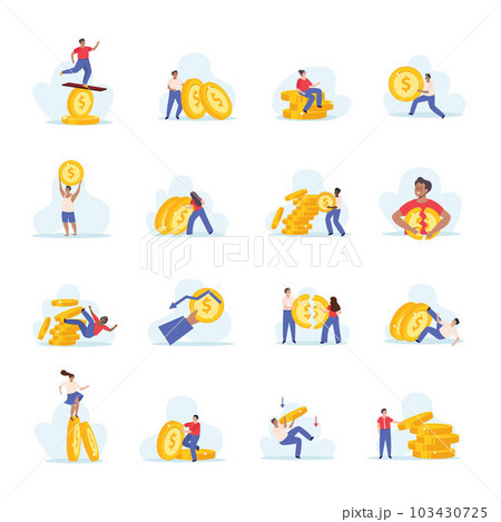 Coin People Icon Set Coin People Icon Set 103430725
