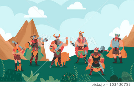 Norse Gods Flat Vector Illustration 103430755