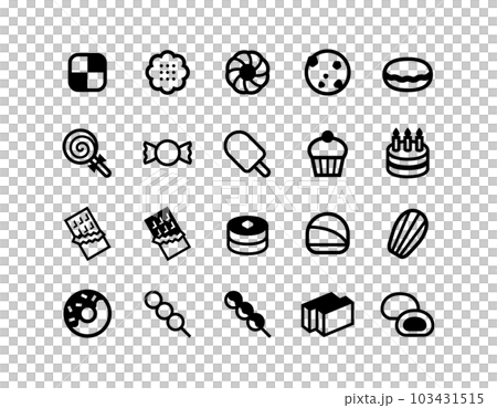 Sweets, snacks and sweets vector icon set 103431515