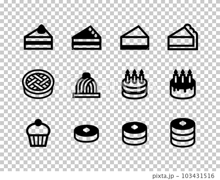 Vector icon set of various types of cakes Vector icon set of various types of cakes 103431516
