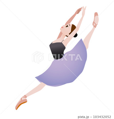 ダンサーのイラスト_バレエ「ドン・キホーテ」のキトリ役を練習するバレリーナのイメージ 103432052