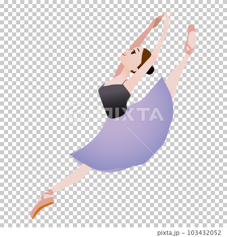 ダンサーのイラスト_バレエ「ドン・キホーテ」のキトリ役を練習するバレリーナのイメージ 103432052