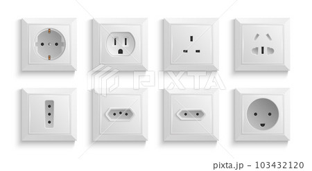 Power Wall Sockets Realistic Set Power Wall Sockets Realistic Set 103432120