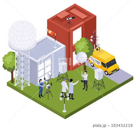 Weather Station Isometric Composition 103432219