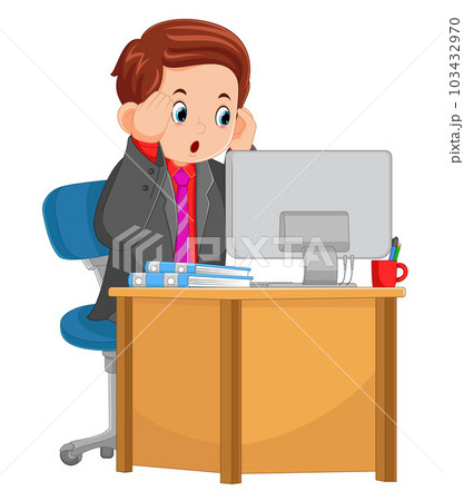 a father working as an accountant is experiencing his work pressure in front of the computer a father working as an accountant is experiencing his work pressure in front of the computer 103432970