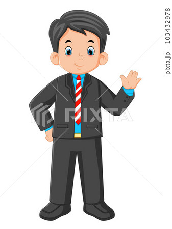 a young man wearing a suit and waving a young man wearing a suit and waving 103432978
