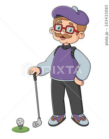 a grandfather works as a professional golfer in an international golf tournament 103433085