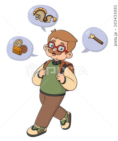 a grandfather was walking with a large backpack to go on recreation a grandfather was walking with a large backpack to go on recreation 103433091