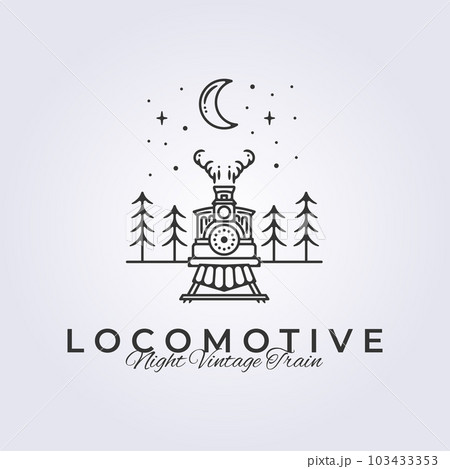 night old train vector, vintage locomotive logo illustration design 103433353