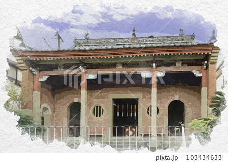 水彩画風 長崎 唐人屋敷跡 天后堂 長崎県長崎市 水彩画風 長崎 唐人屋敷跡 天后堂 長崎県長崎市 103434633