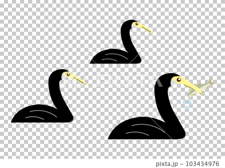 一組鸕鶿嘴裡有和沒有香魚 一組鸕鶿嘴裡有和沒有香魚 103434976