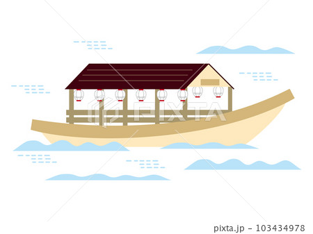 屋形船、観覧船、波あり 屋形船、観覧船、波あり 103434978
