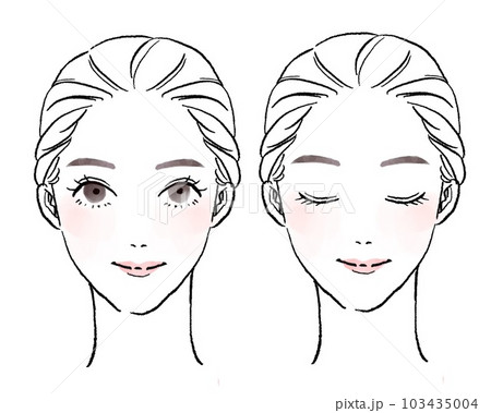 ナチュラルメイクの正面顔女性のイラスト素材 [103435004] - PIXTA