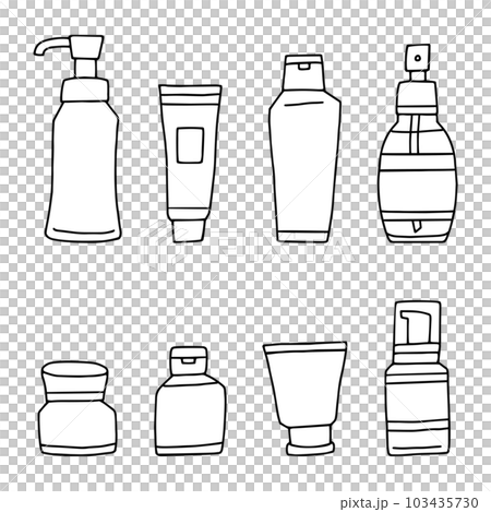 コスメ風の容器いろいろ／線画 103435730