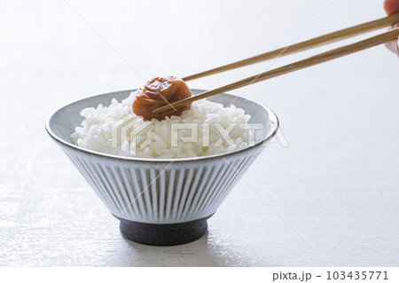梅干しを乗せたご飯 梅干しを乗せたご飯 103435771