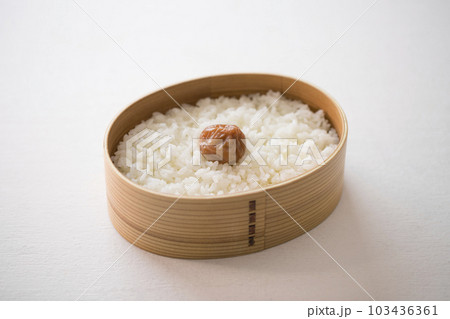 ご飯を詰めた曲げわっぱ 103436361