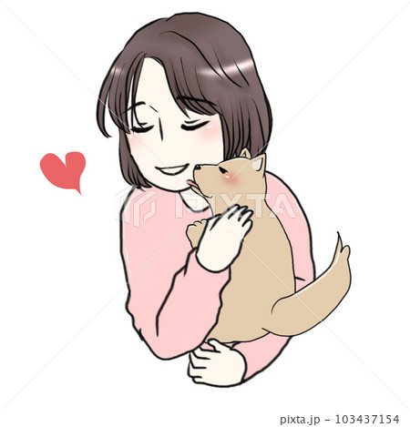 ペットを愛しそうに抱きしめる女の子 103437154
