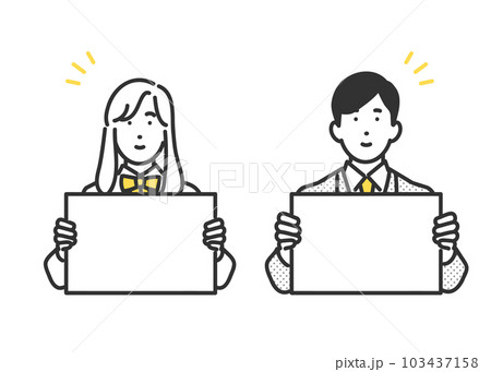 フリップを持つ男女の学生のイメージイラスト素材 103437158