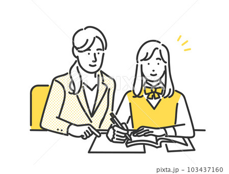 個別指導で勉強をする女子学生のイメージイラスト素材 103437160