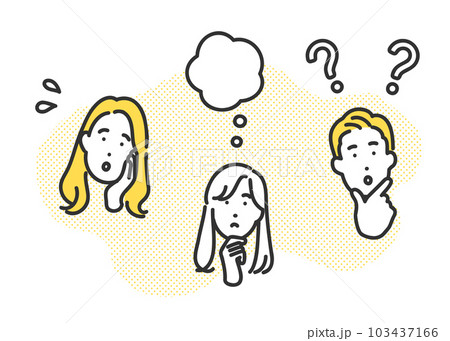 不安な表情をする親子・若い家族のイメージイラスト素材 103437166