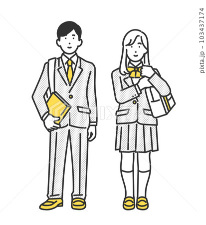 男女の学生の全身イメージイラスト素材 男女の学生の全身イメージイラスト素材 103437174